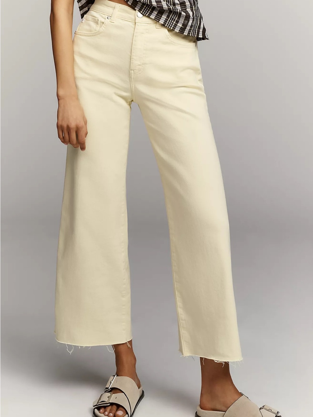 Ag Adriano Goldschmied Wide Leg Jeans in Cream